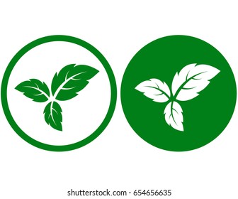 Eco Sign With Three Green Leaves Icon