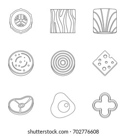 Eco sliced vegetables icon set. Outline set of 9 eco sliced vegetables vector icons for web isolated on white background