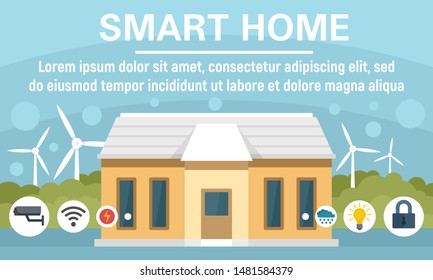 Eco smart home concept banner. Flat illustration of eco smart home vector concept banner for web design