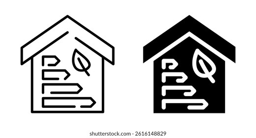 Eco smart home icon with leaf and arrows. Silhouette and line style.