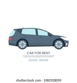Eco smart  machine  Isolated on white background. Car for rent, sale.  Flat vector illustration.
