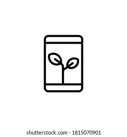 Eco smartphone Icon  in black line style icon, style isolated on white background