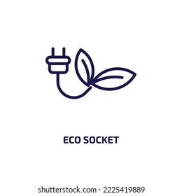 eco socket icon from nature collection. Thin linear eco socket, eco, energy outline icon isolated on white background. Line vector eco socket sign, symbol for web and mobile