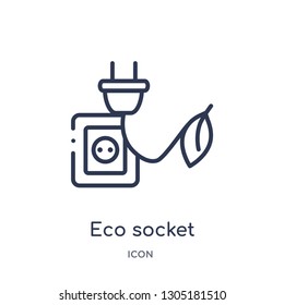 eco socket icon from nature outline collection. Thin line eco socket icon isolated on white background.