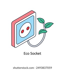 Eco Socket Isometric style icon. Symbol on White background EPS 10 File 