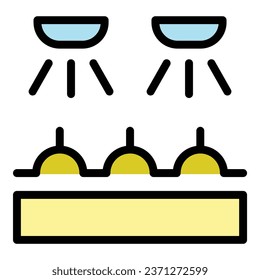 Eco solar system icon outline vector. Nature tech. Digital care color flat