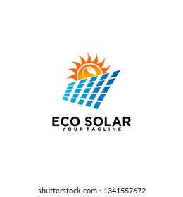 eco solar vector logo design