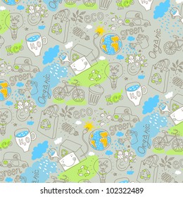 Eco solution; ecology and environment protection, vector drawing ; on background.
