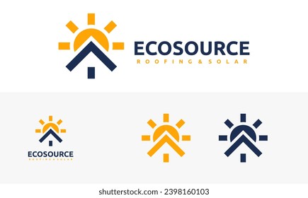 eco source logo illustration design. combination of roofing and solar symbol. simple logo environmentally friendly source 