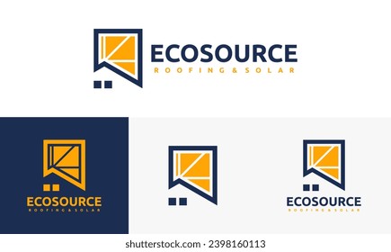 eco source logo illustration design. combination of roofing and solar symbol. simple logo environmentally friendly source 