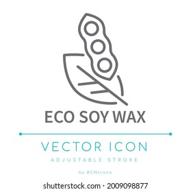 Eco Soy Wax Vector Line Icon. Natural Vegan Wax Candle Outline Symbol.