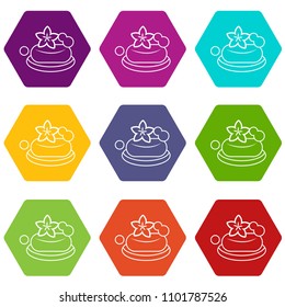 Eco spa soap icons 9 set coloful isolated on white for web