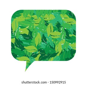 eco speech bubble in green leaves vector illustration