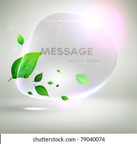 Eco Speech bubble for summer design with leafs