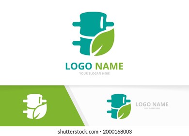 Eco spine logo combination. Spinal diagnostic center logotype design template.