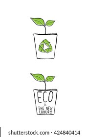 Eco sprout . Original hand drawn high quality vector objects.