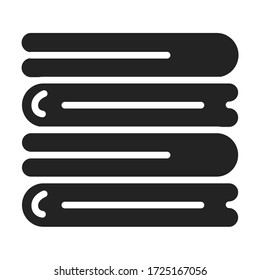 Eco stack of towels black glyph icon. Recycle textile. Zero waste lifestyle. Eco friendly. Pictogram for web page, mobile app, promo.