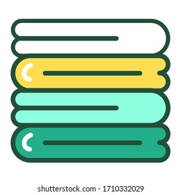 Icono de color de línea de la pila ecológica de toallas. Reciclar textiles. Estilo de vida de basura cero. Ecológico. Esquema pictograma para página web, aplicación móvil, promoción.