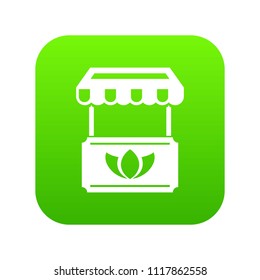 Eco stall icon green vector isolated on white background