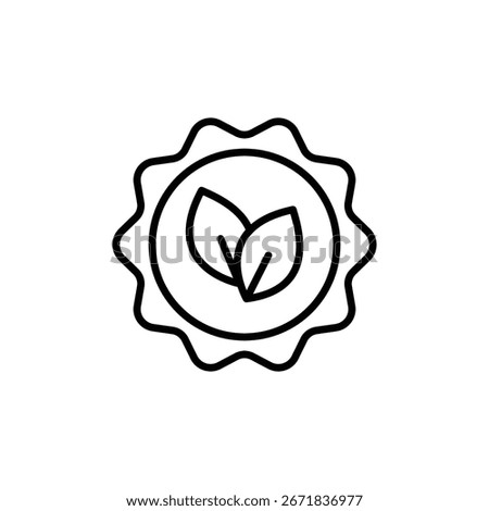 Eco stamp icon. Simple outline style. Eco friendly naturally, seal, label, round, nature, green, food, organic, plant, environment concept. Thin line symbol. Vector isolated design