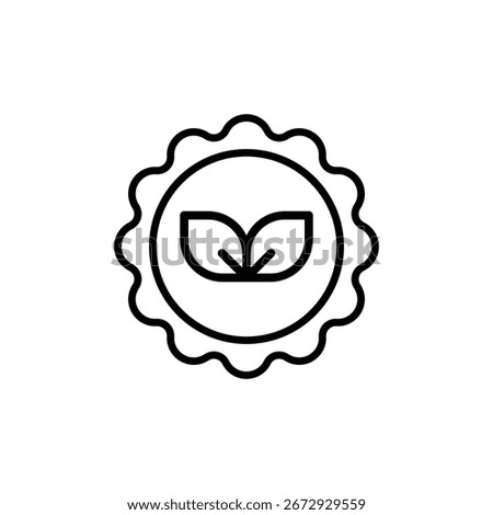Eco stamp icon. Simple outline style. Eco friendly naturally, seal, label, round, nature, green, food, organic, plant, environment concept. Thin line symbol. Vector isolated design