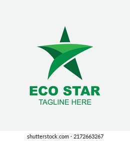 Eco Star Logo Design Template With Arrow icon.