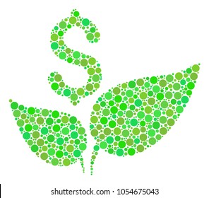 Eco Startup mosaic of dots in variable sizes and green color hues. Vector round elements are combined into eco startup composition. Freshness vector illustration.