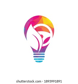 Diseño del logotipo vectorial de la bombilla del volante de dirección ecológica. Volante de dirección y símbolo o icono ecológico