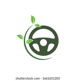 eco steering wheel  logo icon vector illustration design