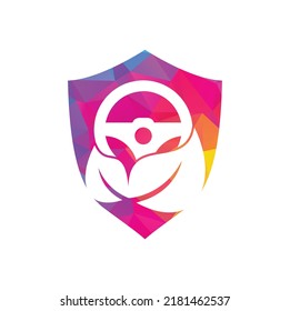 Eco steering wheel vector logo design. Steering wheel and eco symbol or icon.