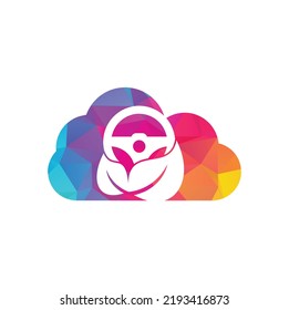 Eco steering wheel vector logo design. Steering wheel and cloud shape symbol or icon.	
