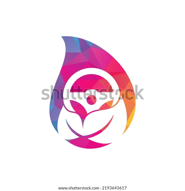 Eco steering wheel vector logo\
design. Steering wheel and drop shape symbol or\
icon.	\
