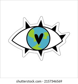 Eco sticker Eye with planet