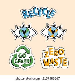 Eco sticker set con eye planet go green
