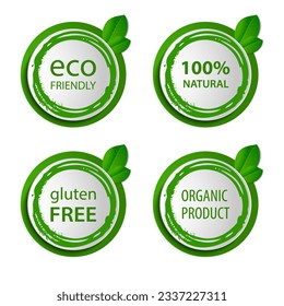 Eco stickers icons in green design