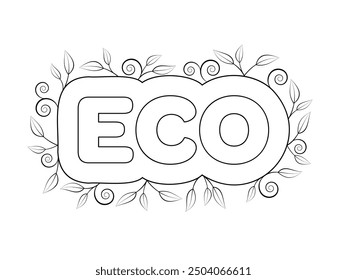 Eco stickers with leaves of vegan, bio, eco, organic food, gluten free, and natural products labels for labeling package, food, cosmetics, healthy life promotion, restaurant. Logo. Hand drawn doodles