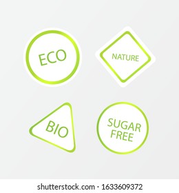 Eco stickers set : Sugar free, nature, eco, bio