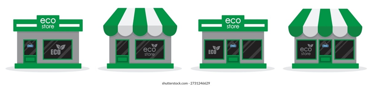 Ilustración vectorial de icono de conjunto de tienda ecológica