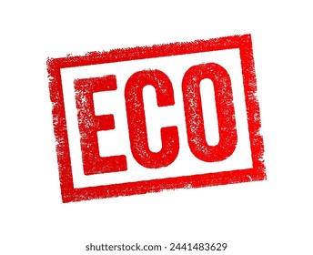 ECO - the study of the relationships between organisms and their environment, text concept stamp