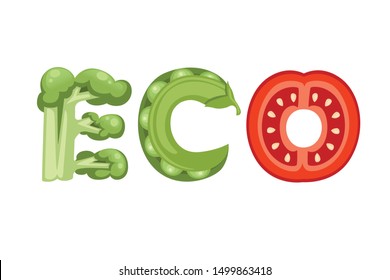 ECO style cartoon vegetable design flat vector illustration isolated on white background