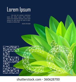 eco style flyer with fresh spring leaves