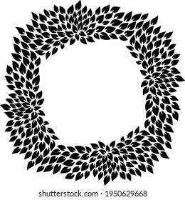 Eco style leaves square frame. Eco friendle black pattern with copyspace. Vector illustration.