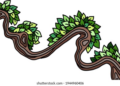 Eco style template. Green leaves and branches outline ornament. Natural sketch print. Vector illustration.