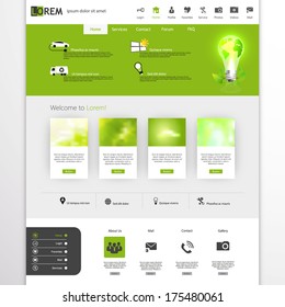 Eco Style Web Design, elements, buttons, icons. Templates for website. 