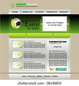 Eco style website green template for environmental purpose sites