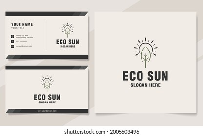 Eco sun logo template on monogram style