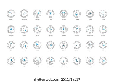 Eco Sustainability and Nature Icon Set, Environment, Green Living, Climate Action, Natural.