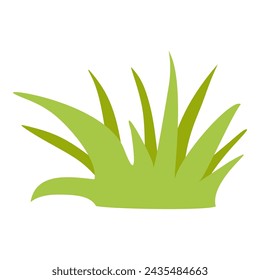 Símbolo ecológico de hierba verde. Ilustración plana de dibujos animados aislada sobre fondo blanco. Elemento de diseño de primavera dibujado a mano, concepto de medio ambiente, emblema. Arte gráfico para tarjeta, etiqueta engomada.