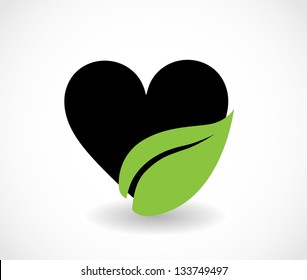 Eco symbol - heart with leaf icon isolated vector