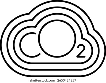 Eco símbolo ícone com uma nuvem com "CO2" dentro, projetado em um estilo de deslocamento de linha limpo